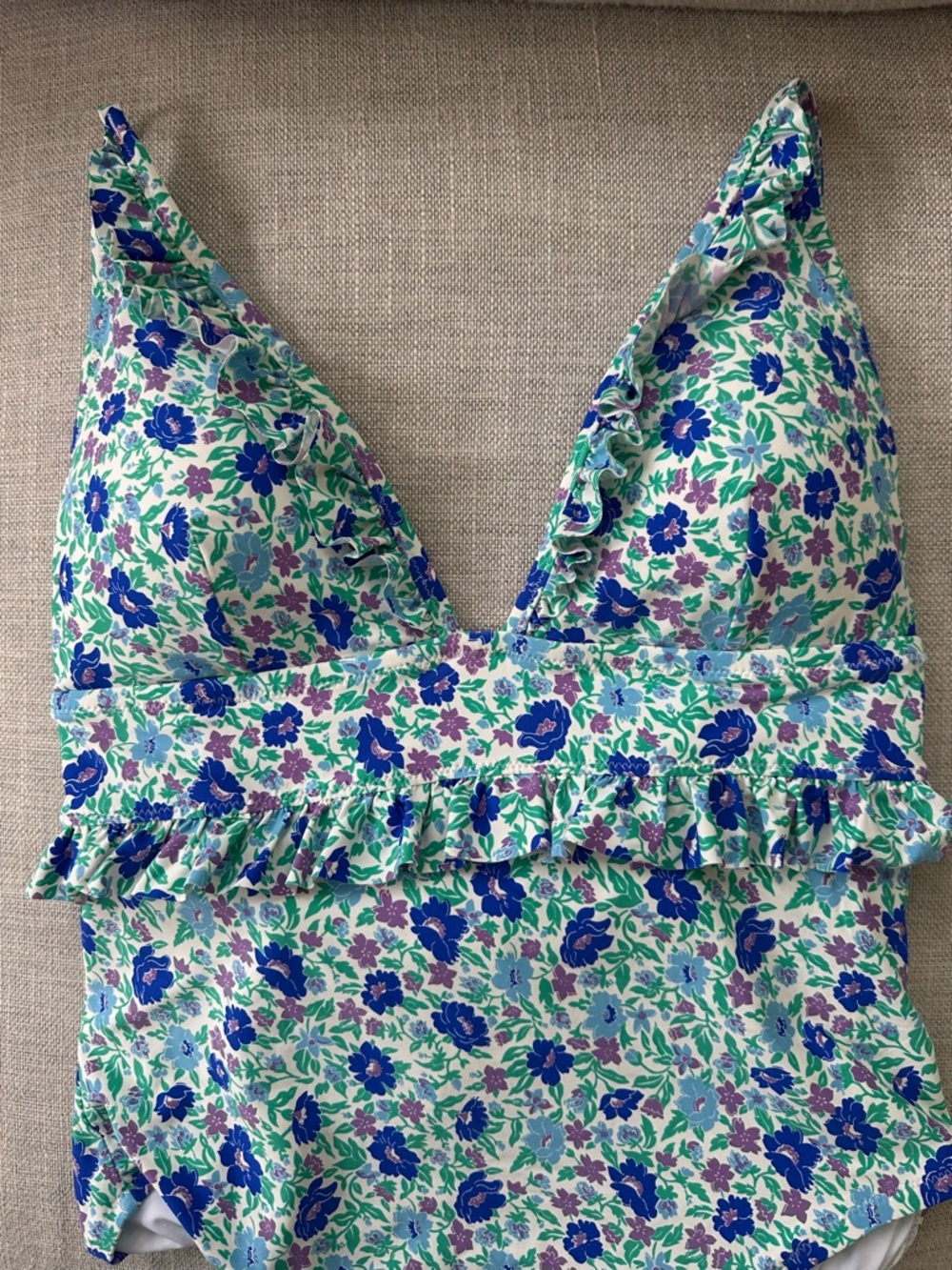 J. Crew Floral One-Piece Swimsuit in Blue, Green & Purple
